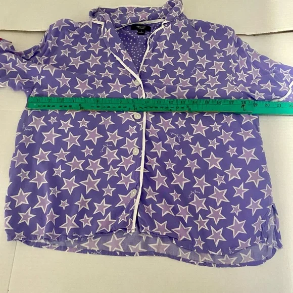 Vera Wang short sleeve notch pajama & pajama culotte pants set in Amethyst star - Picture 7 of 11